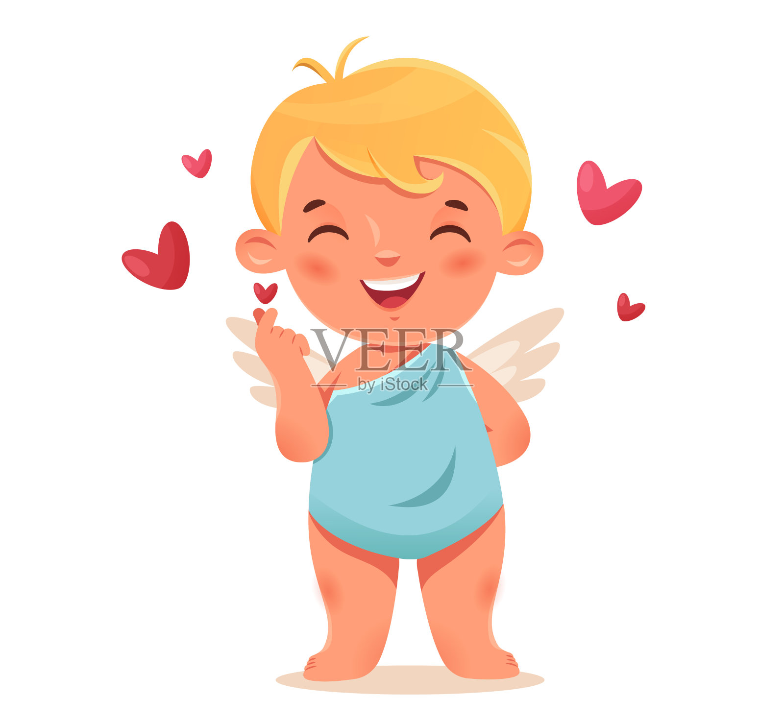 丘比特用手指心的手势插画图片素材