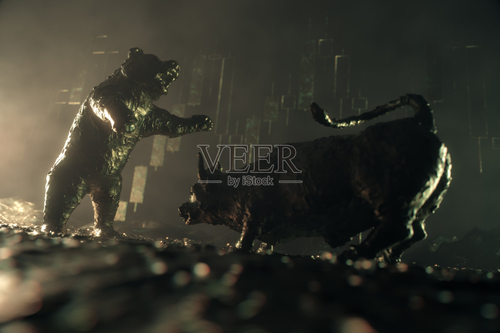 牛和熊照片摄影图片