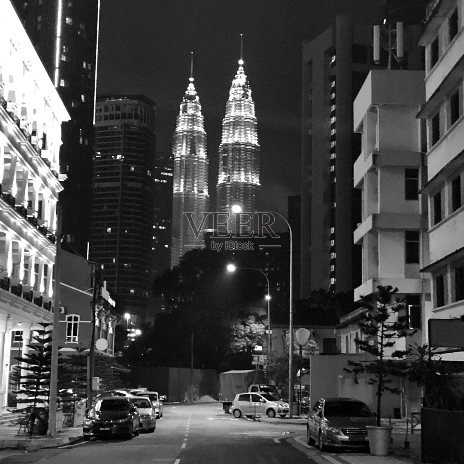 吉隆坡双子塔BW照片摄影图片