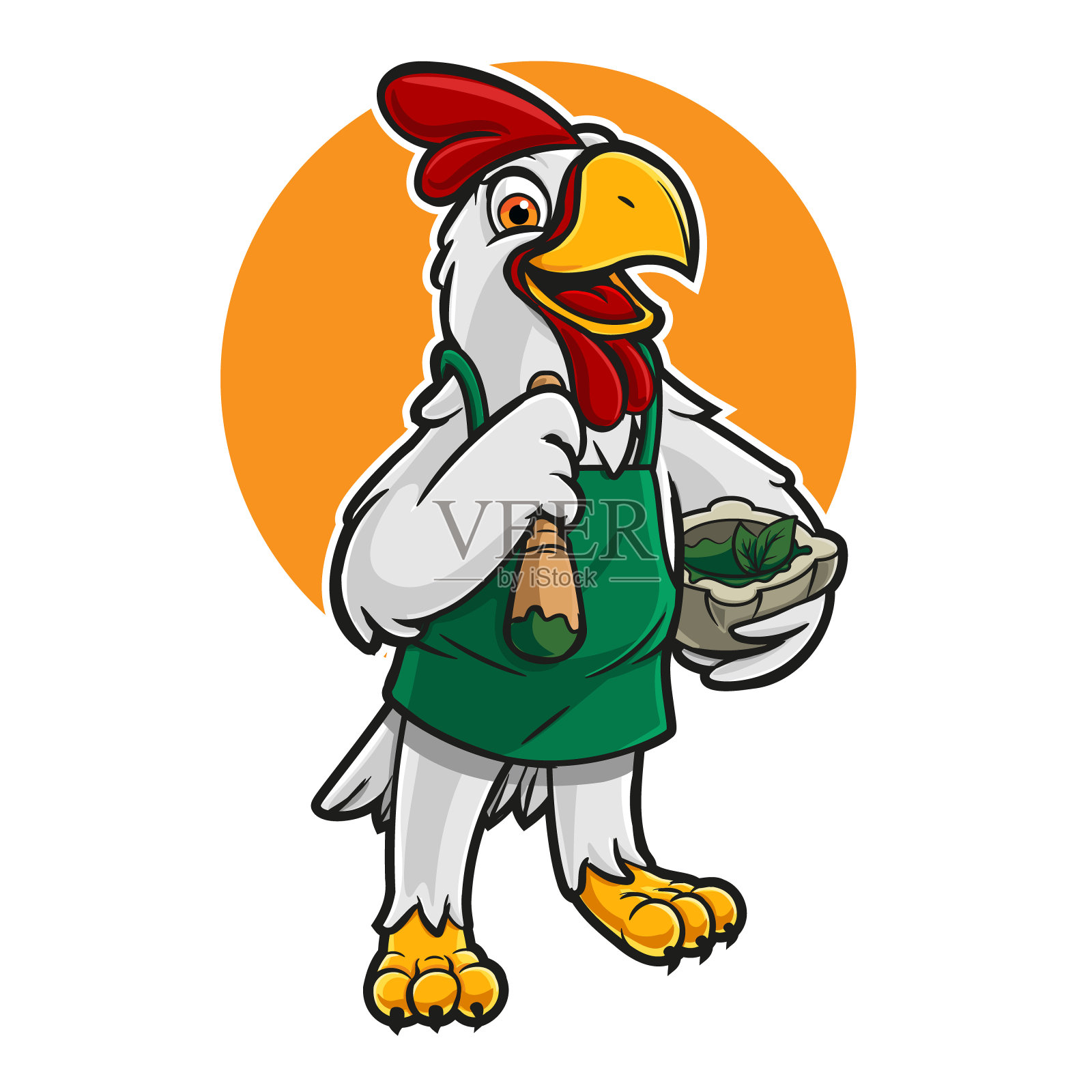 卡通吉祥物鸡为公司标志插画图片素材