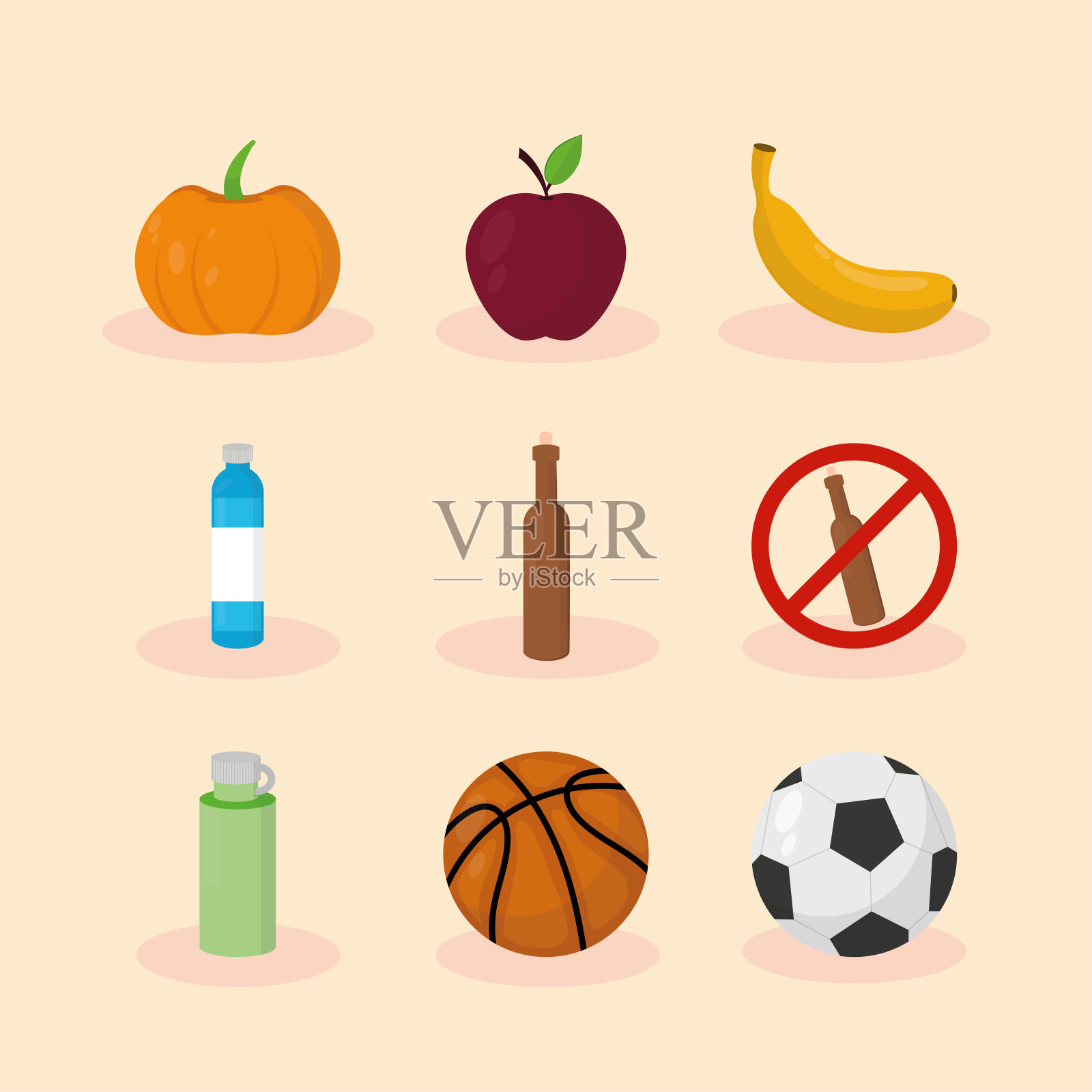 健康生活的图标插画图片素材