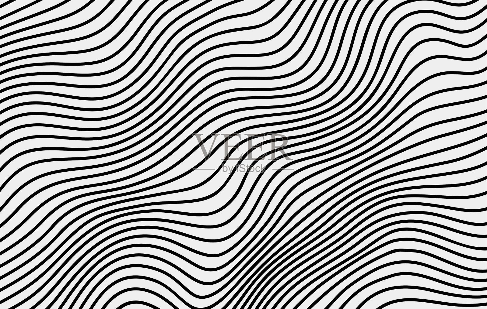 抽象。海浪。白色背景上的黑线。插画图片素材