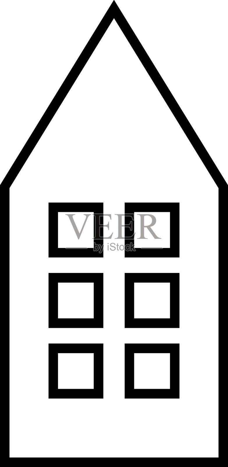 物业及按揭概念。矢量轮廓符号,细线。完美的广告,网站,网上商店和商店。矩形屋顶公寓楼的线条图标图标素材