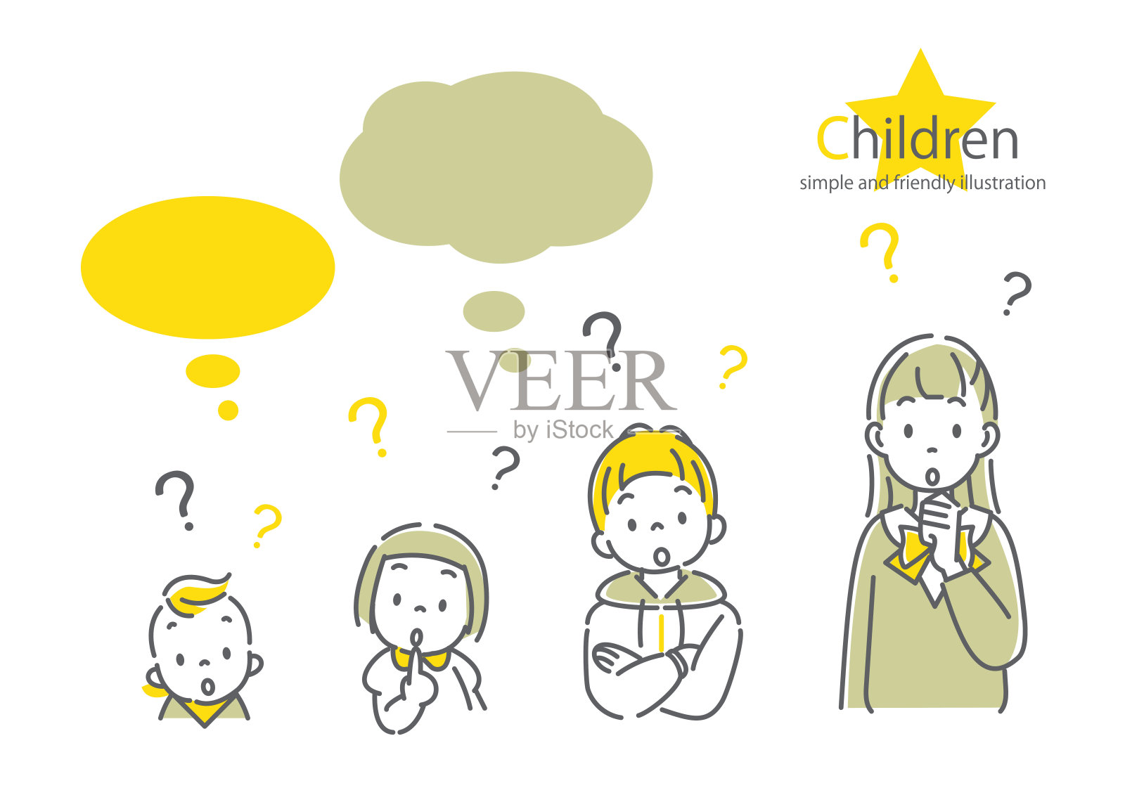 婴儿和孩子,简单和可爱的插图插画图片素材