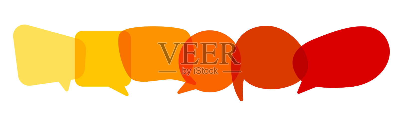 由连接的红色、橙色和黄色渐变的语音气泡组成。插画图片素材
