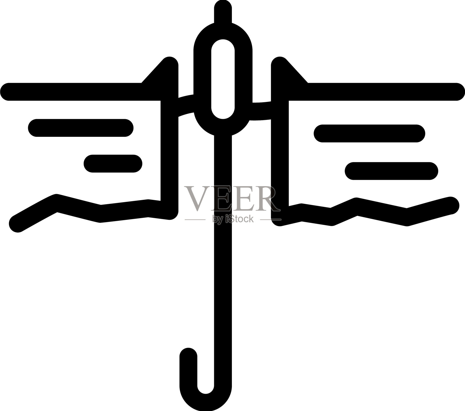 冰钓洞图标轮廓冬季湖插画图片素材