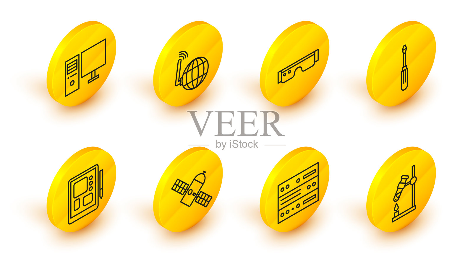 在消防服务器数据上设置在线试管烧瓶图标素材