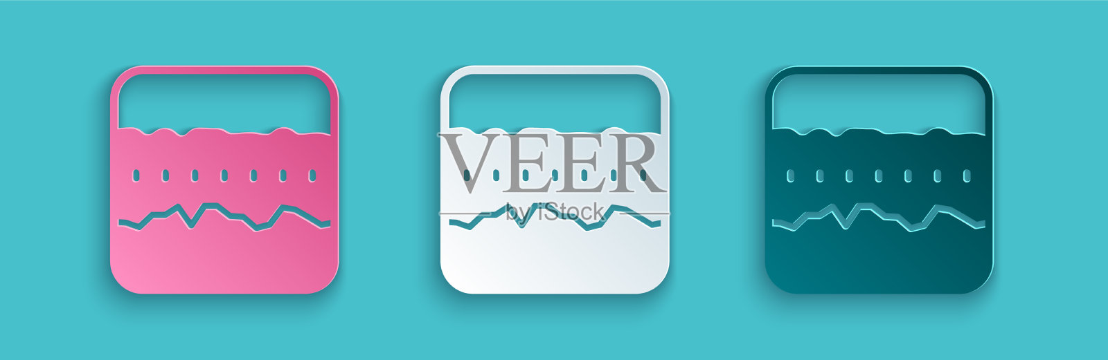 纸切土壤层图标孤立在蓝色上图标素材