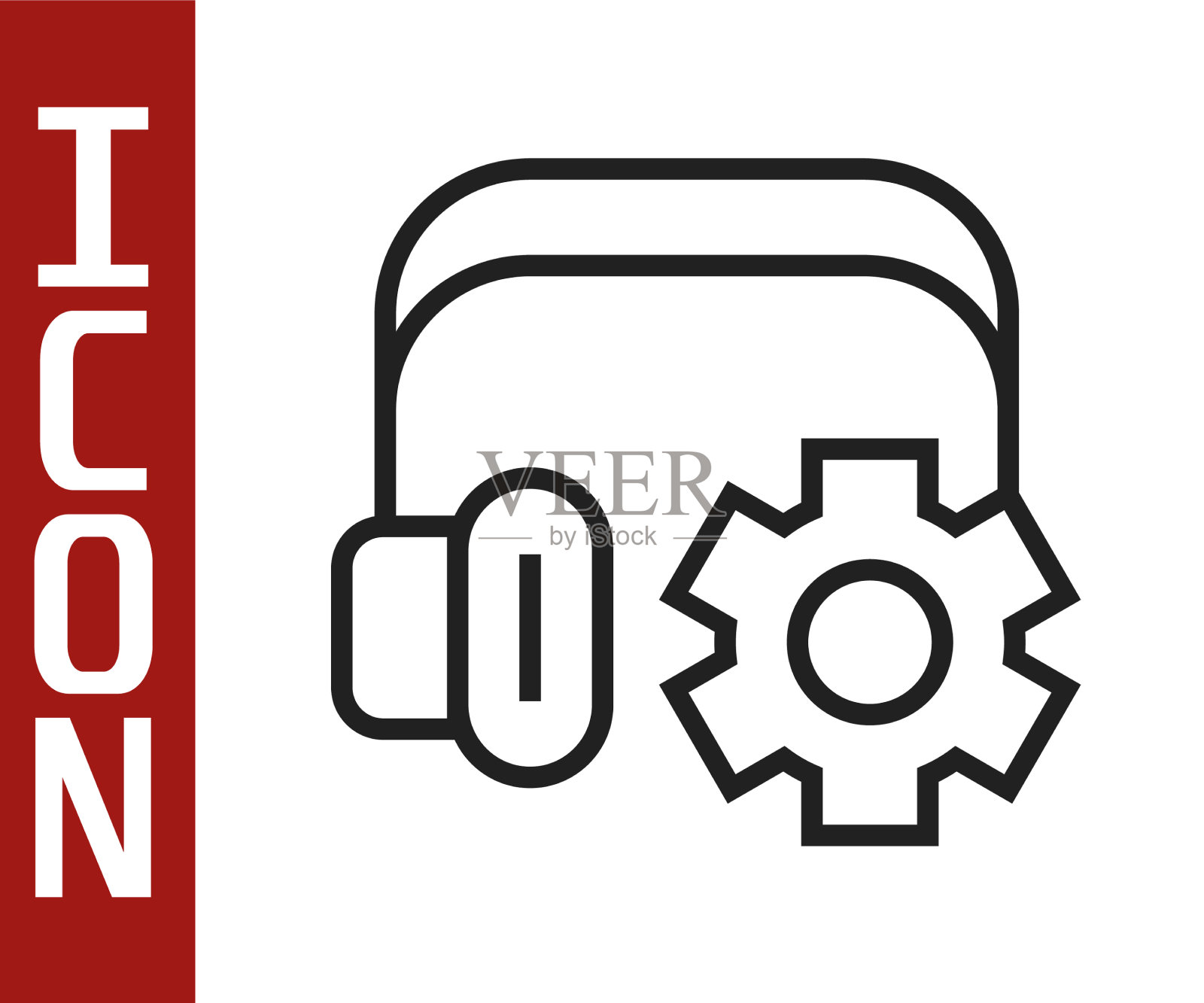 黑线耳机与设置图标隔离图标素材