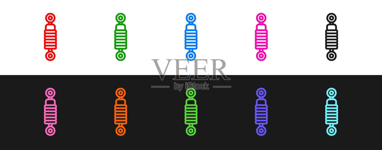 设置线减震器图标隔离在黑色和图标素材
