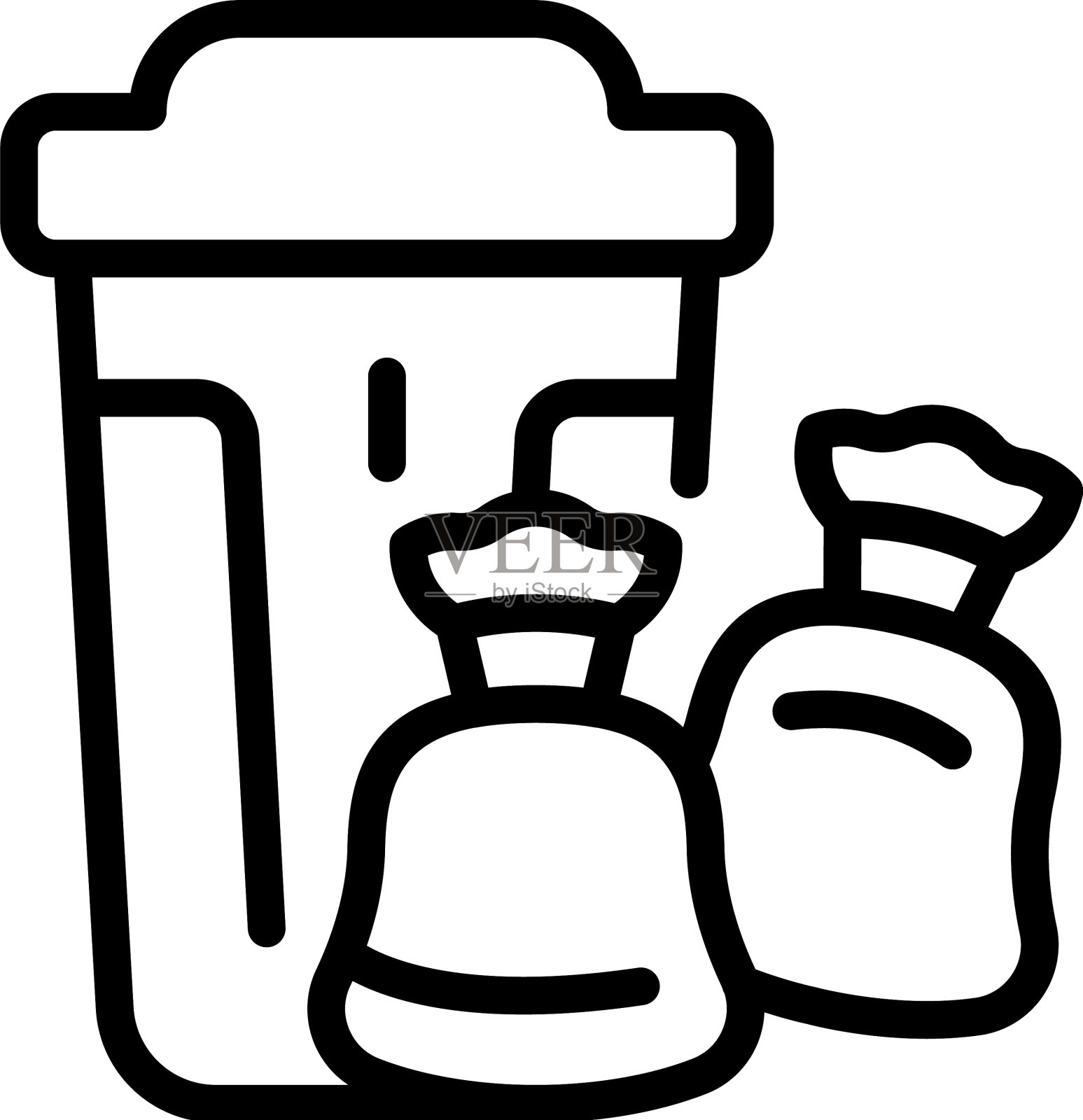 塑料垃圾袋图标轮廓垃圾桶插画图片素材