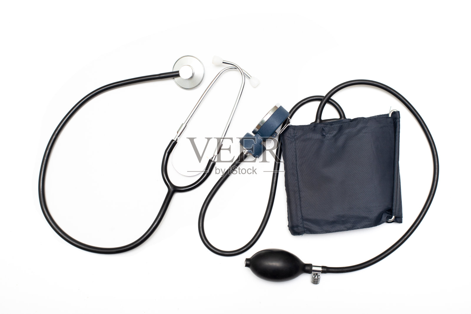 眼压计。白色背景上的压力测量装置。俯视图照片摄影图片