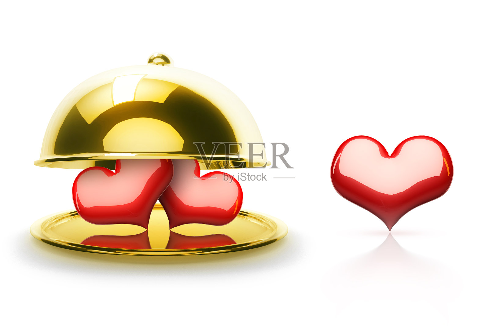 完美的爱心概念,情人节白色背景3D插画照片摄影图片