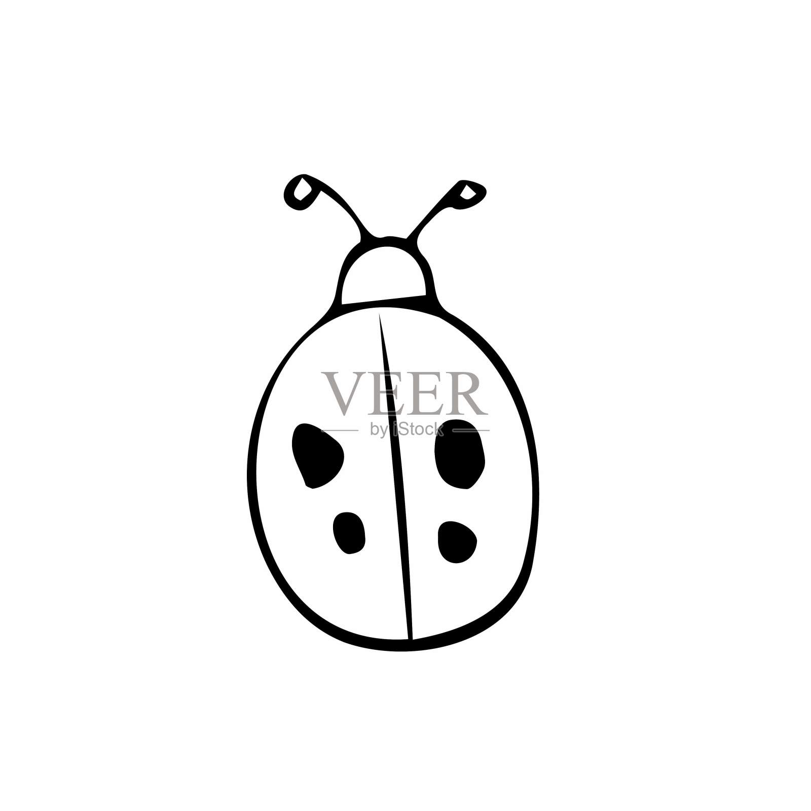 嘟嘟瓢虫。手绘的瓢虫孤立在一个白色的背景。矢量插图贴纸,图标,设计元素设计元素图片