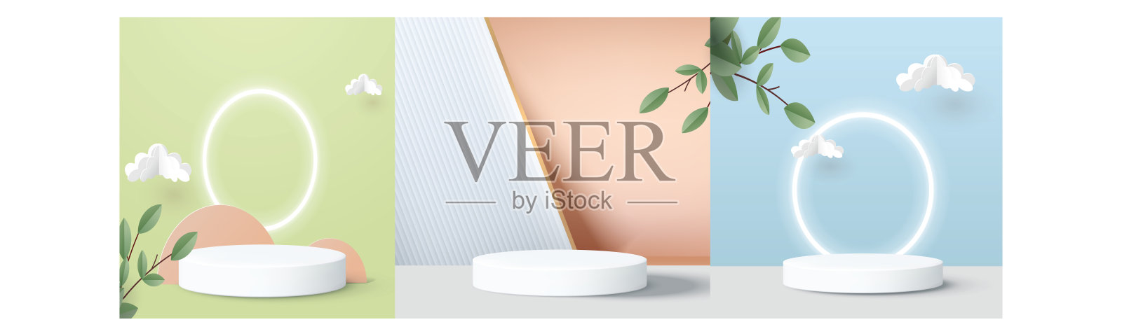 网上购物与讲台纸艺术现代粉红色背景礼品盒插图向量。插画图片素材