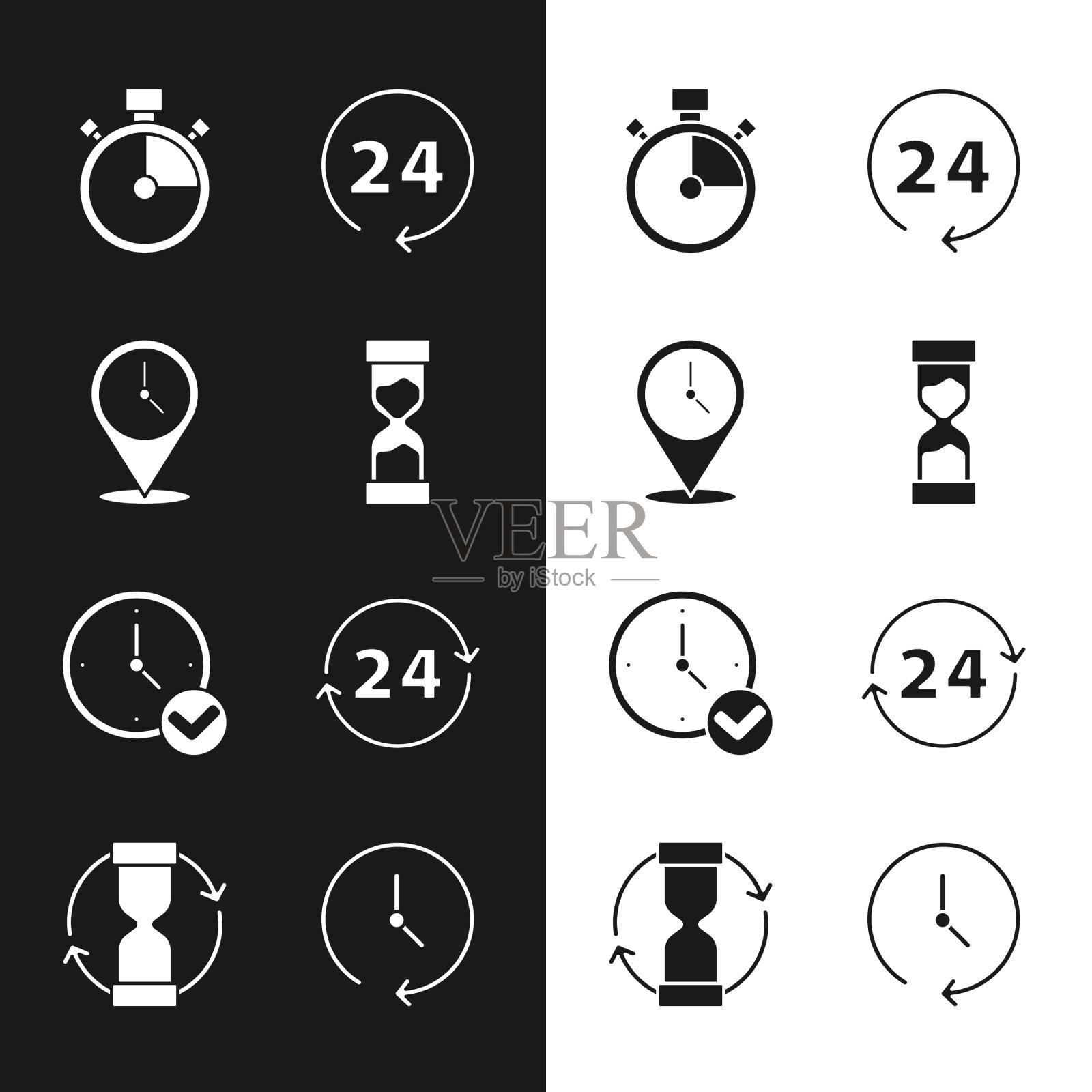 用时钟秒表设置旧的沙漏位置图标素材