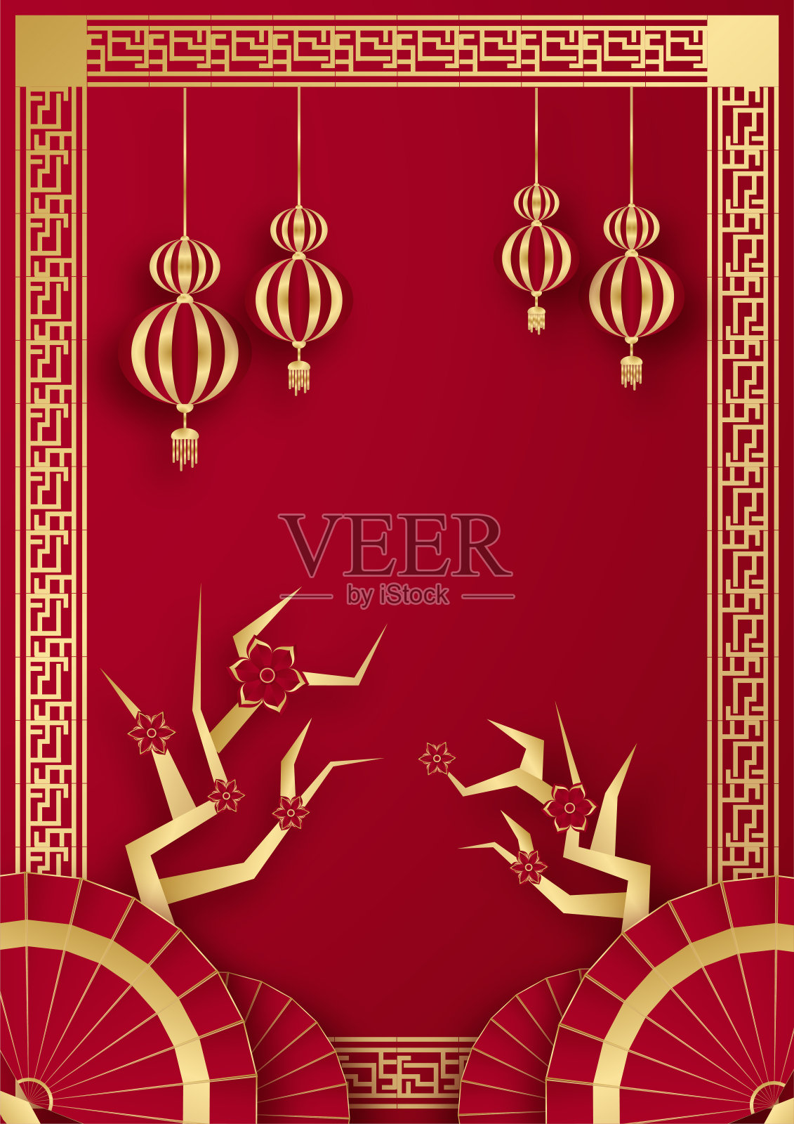 春节快乐红金中国设计背景插画图片素材