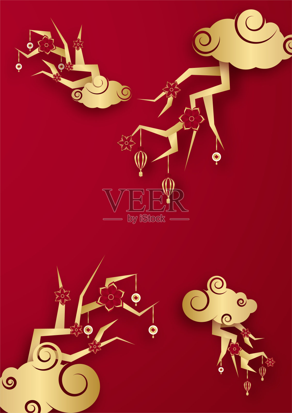 春节快乐红金中国设计背景设计模板素材