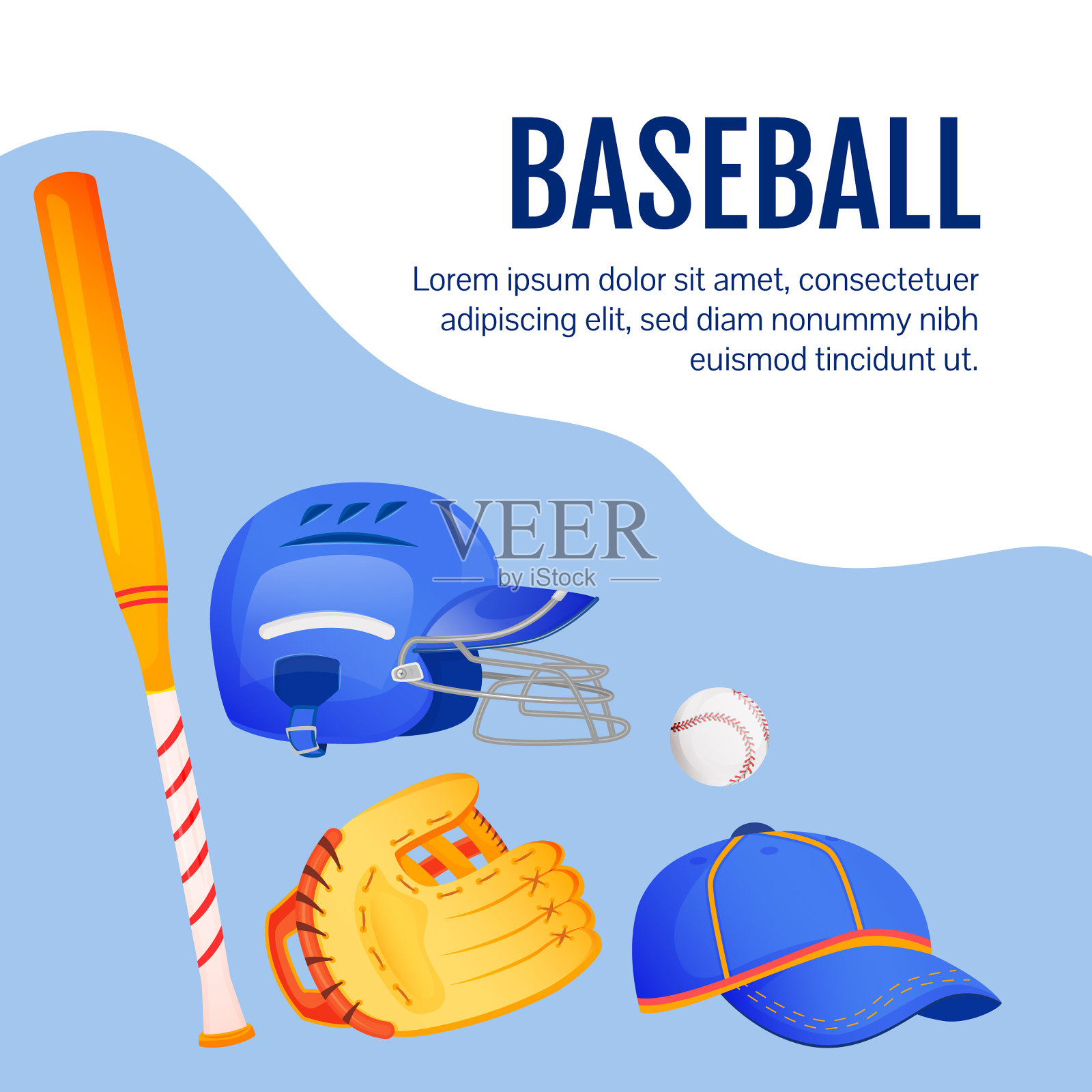 垒球装备社交媒体post模型插画图片素材