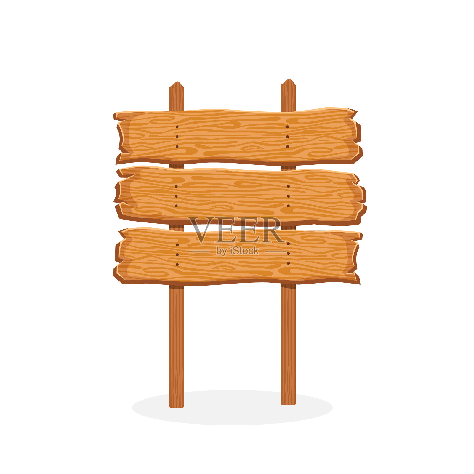 木制的迹象。木板。为柱、路、旗之招牌。卡通老箭头孤立在白色背景上。空白木制纹理的路标,广告牌和方向上的棍子。向量插画图片素材