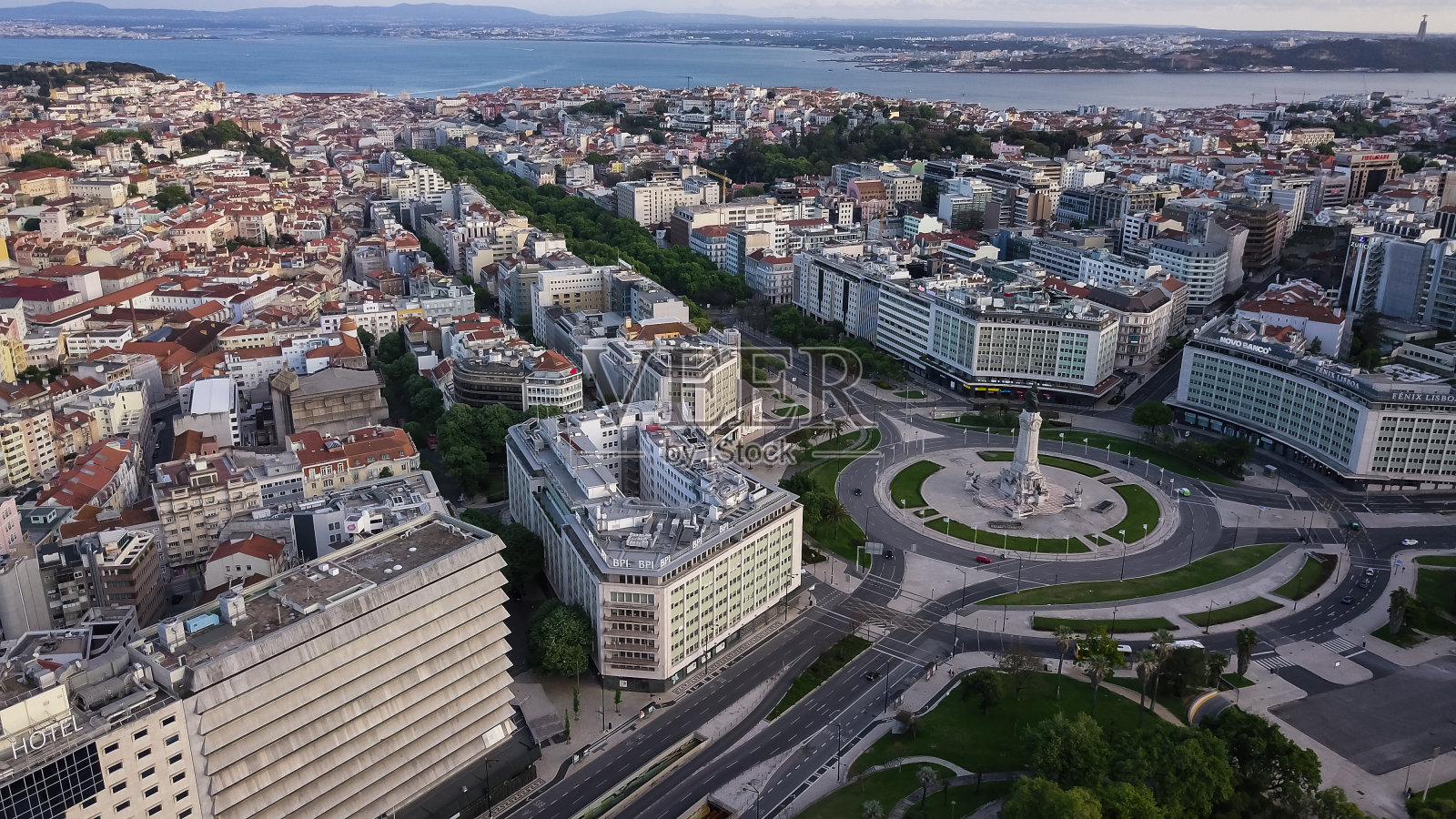 庞波广场,里斯本最具代表性的城市景观之一照片摄影图片