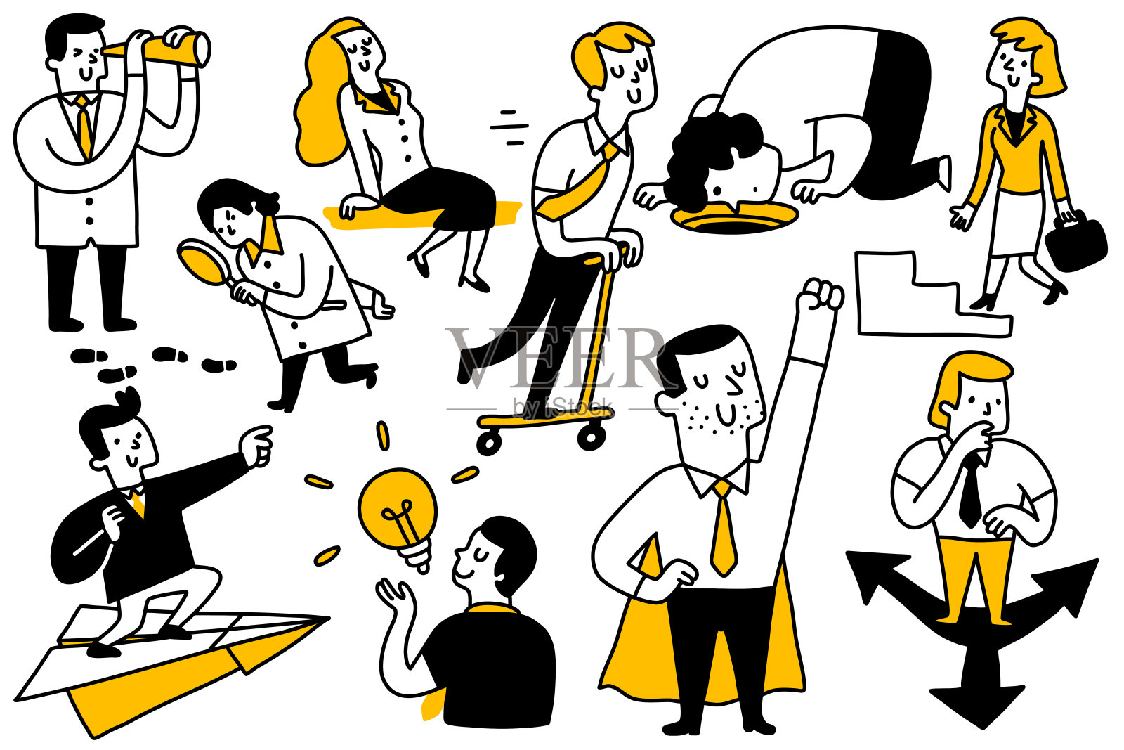 商业概念人物涂鸦插画图片素材