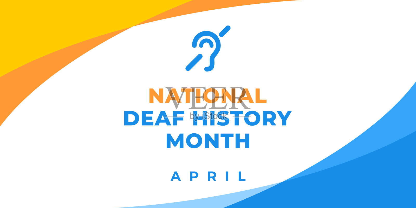 全国聋人历史月。矢量网络横幅,插图,海报,社交媒体卡。全国聋人历史月,四月。插画图片素材