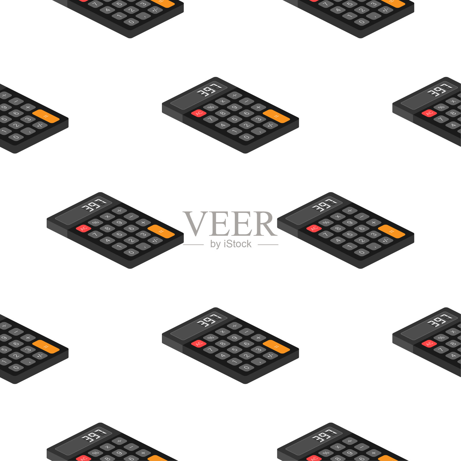 黑色计算器图案上的白色背景。现代设计。电子便携式计算器。矢量插图。插画图片素材