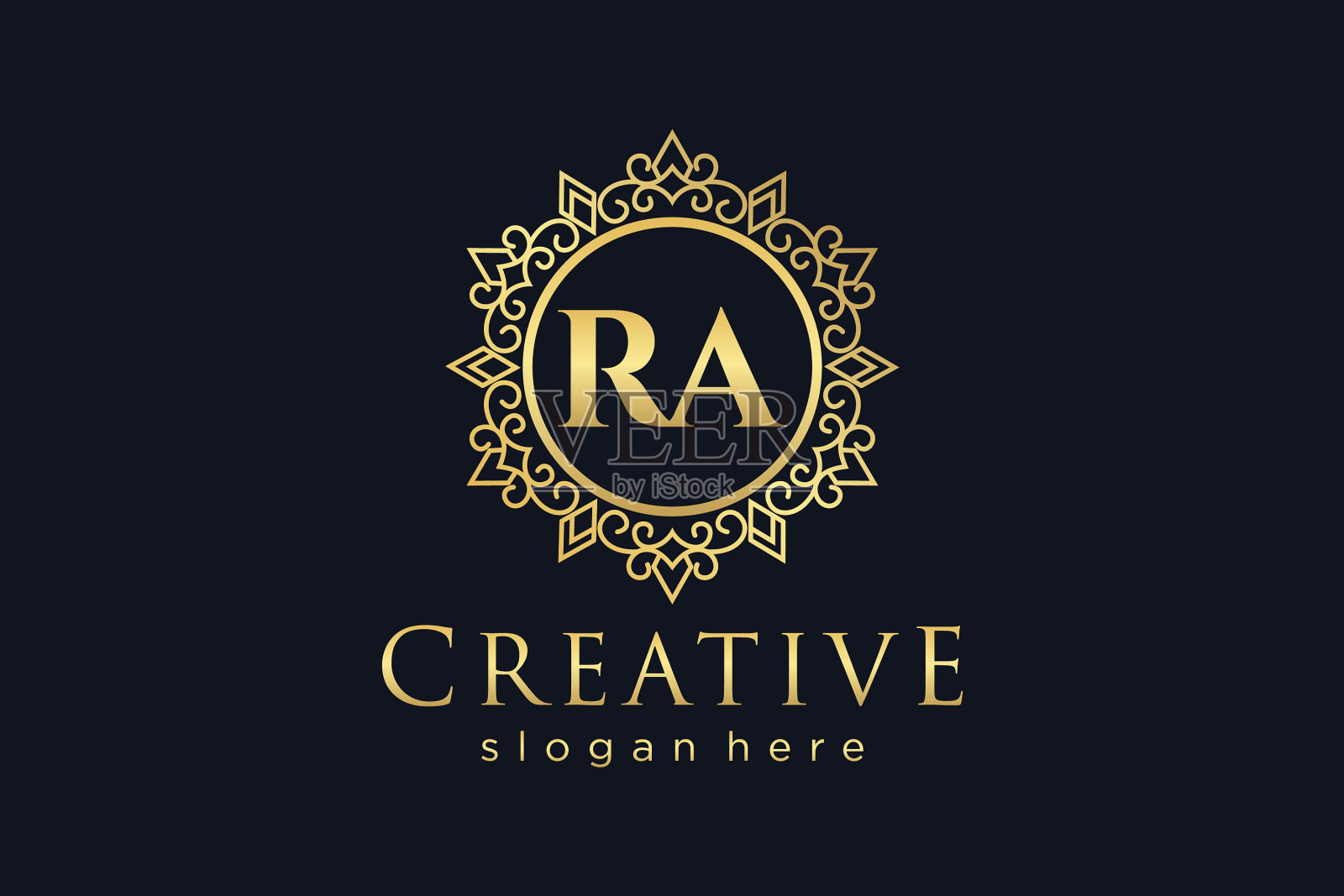 Ra首字母豪华书法女性化插画图片素材