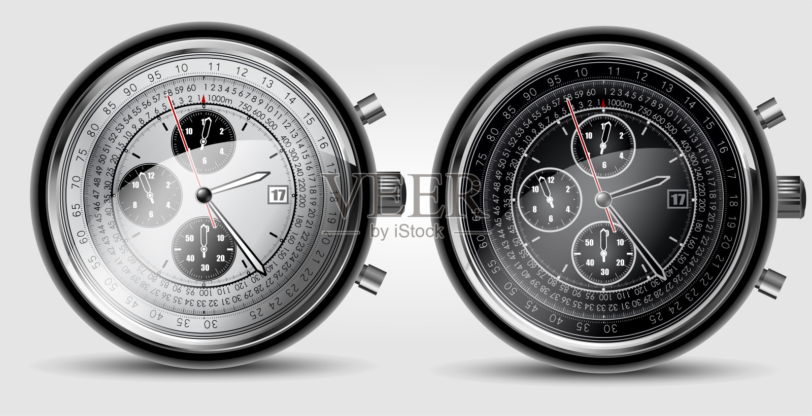 两种不同表盘的手表。高度详细的现实插图。插画图片素材