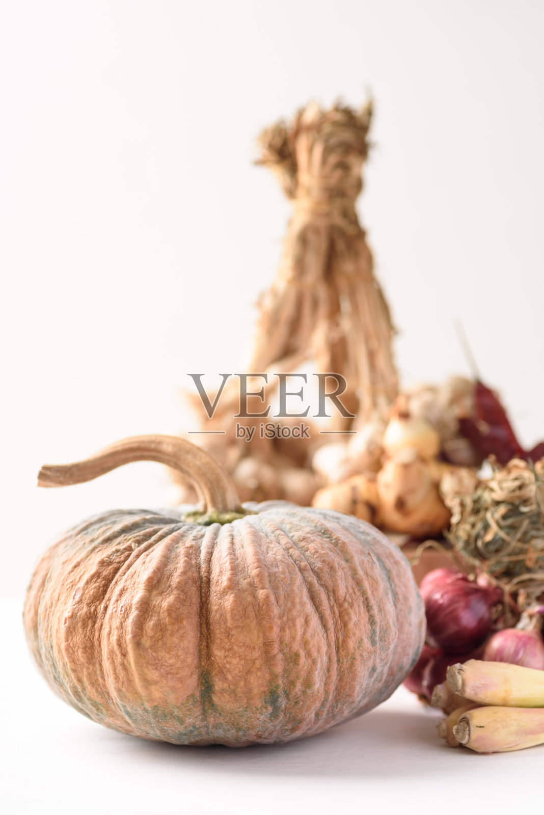 白色背景上的亚洲本地南瓜照片摄影图片