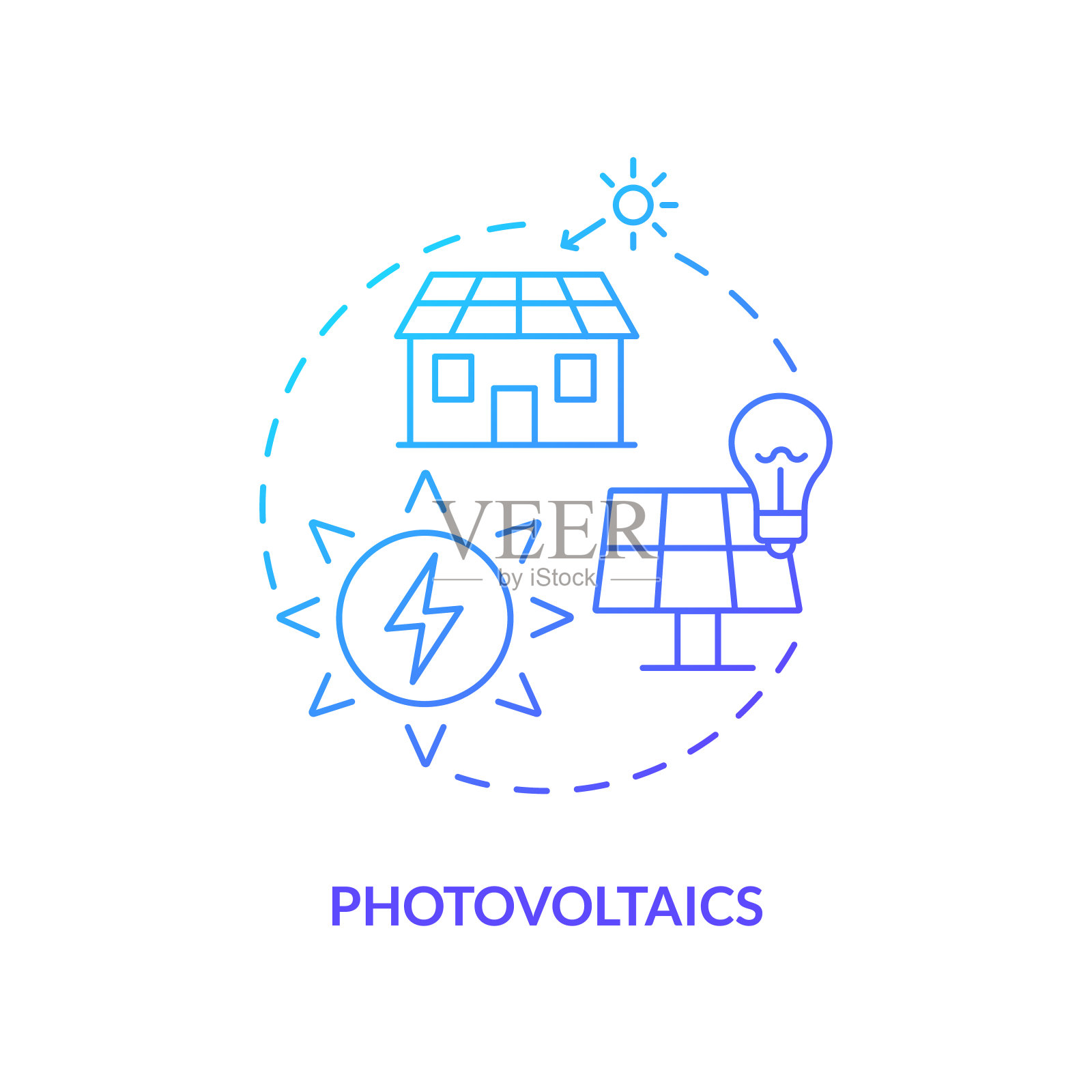 光伏蓝色梯度概念图标插画图片素材