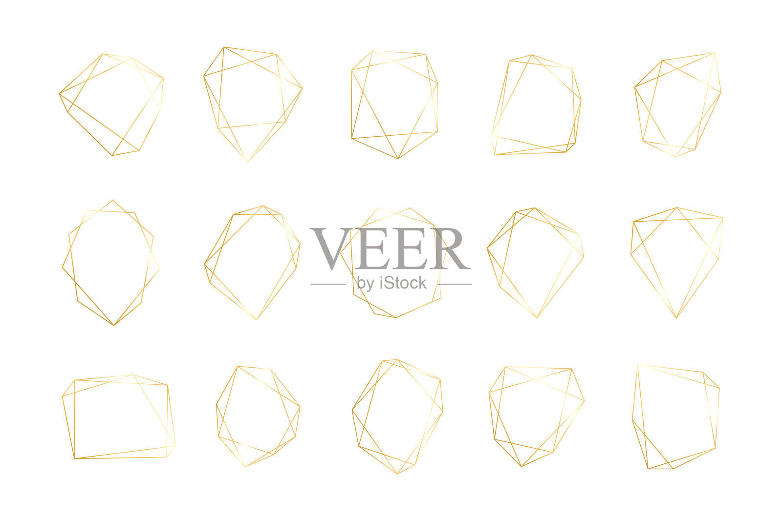 金色几何框双金色线条,看起来豪华。用于装饰婚礼卡片插画图片素材