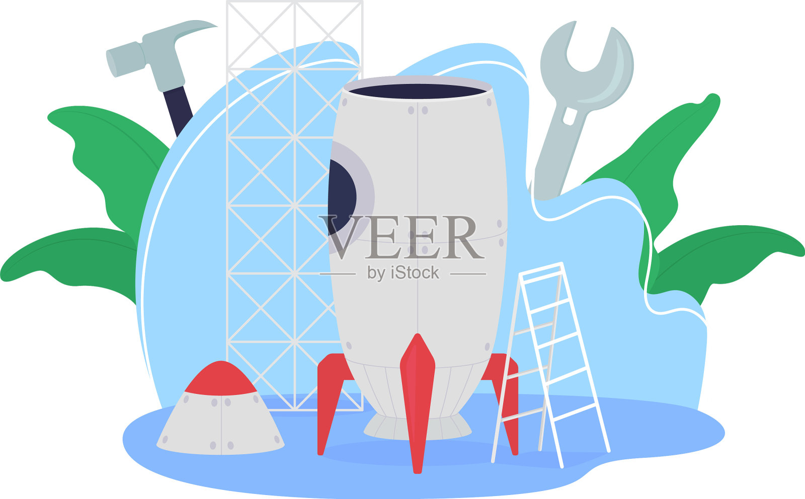 火箭船创作2d网页横幅海报插画图片素材