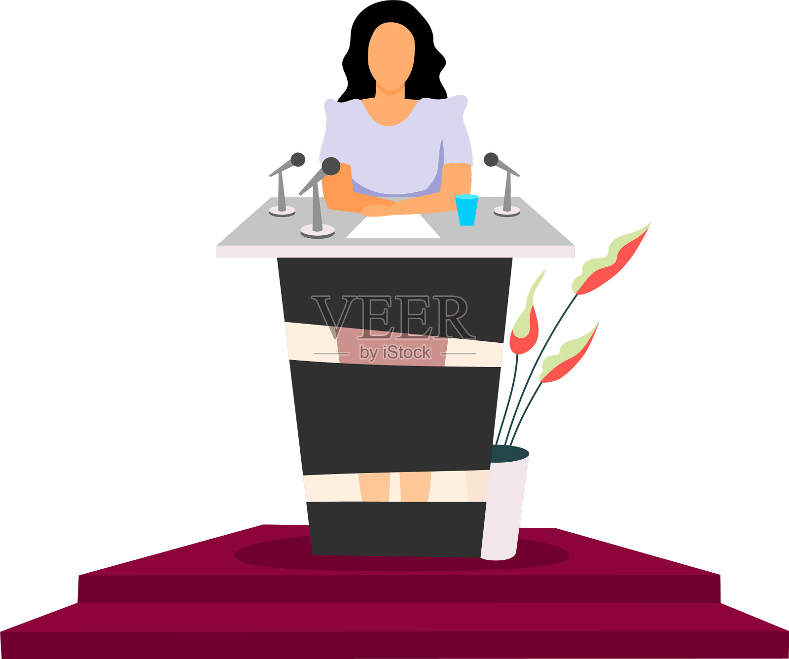 成功的女政治家平色无脸设计元素图片