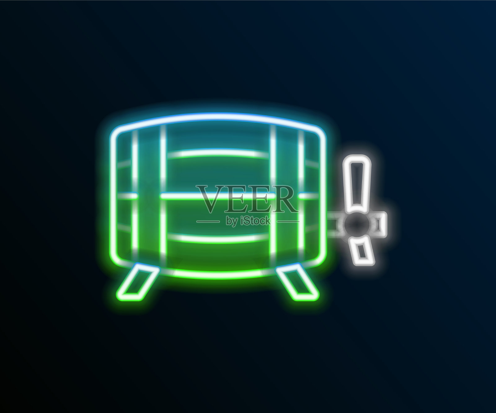 发光霓虹灯线木桶图标孤立上插画图片素材