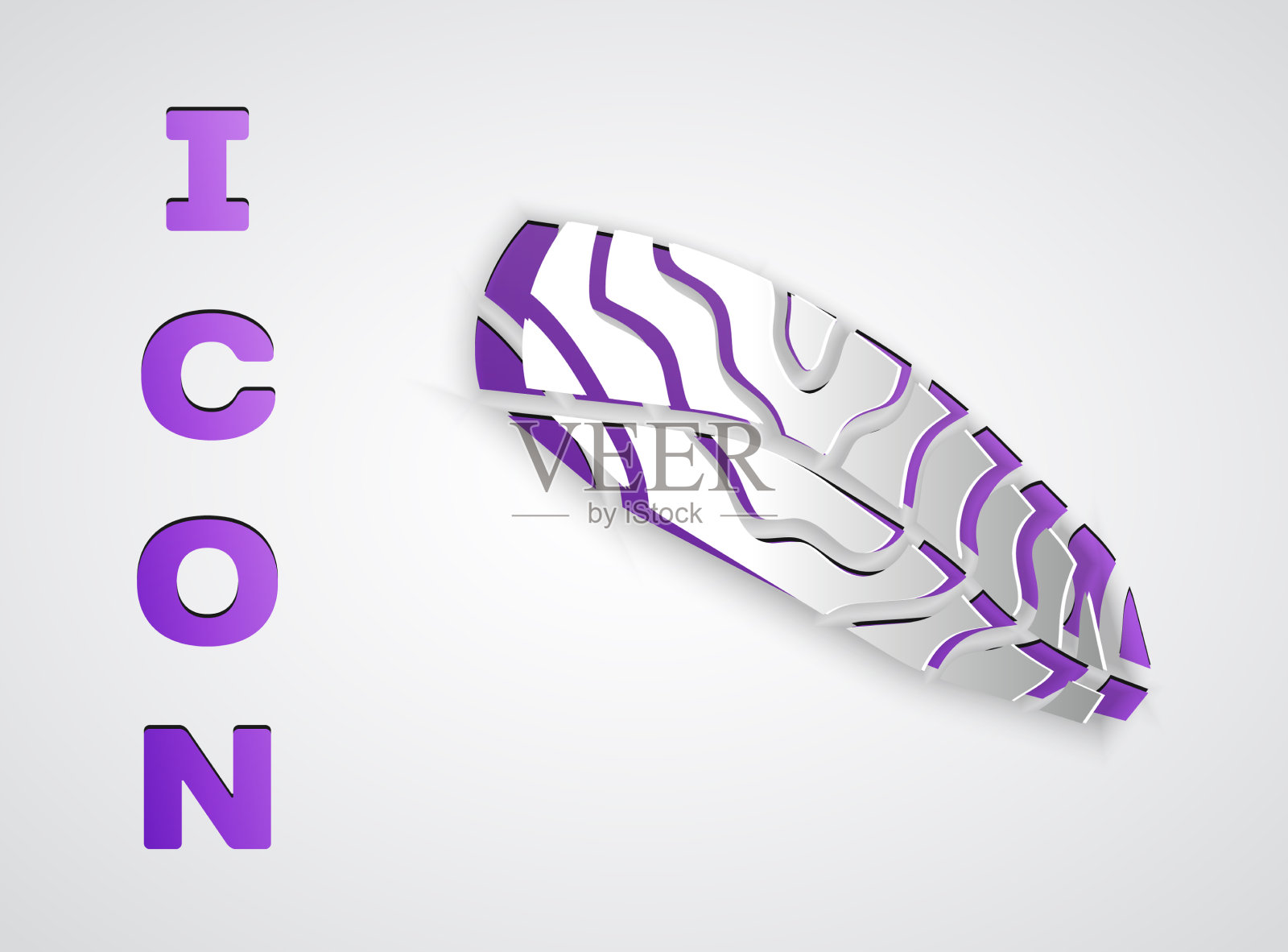 纸切鱼排图标孤立的灰色插画图片素材