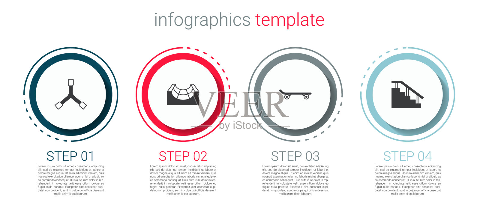 设置滑板y形工具场,楼梯带栏杆插画图片素材