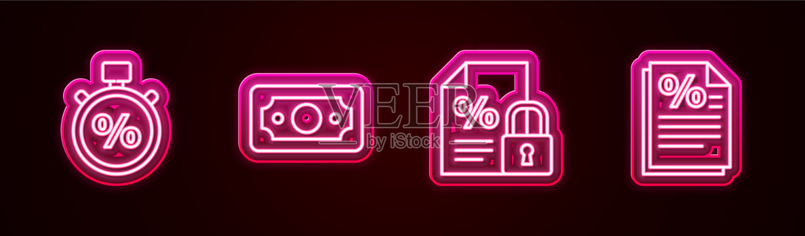 设置行秒表和百分比叠纸币插画图片素材