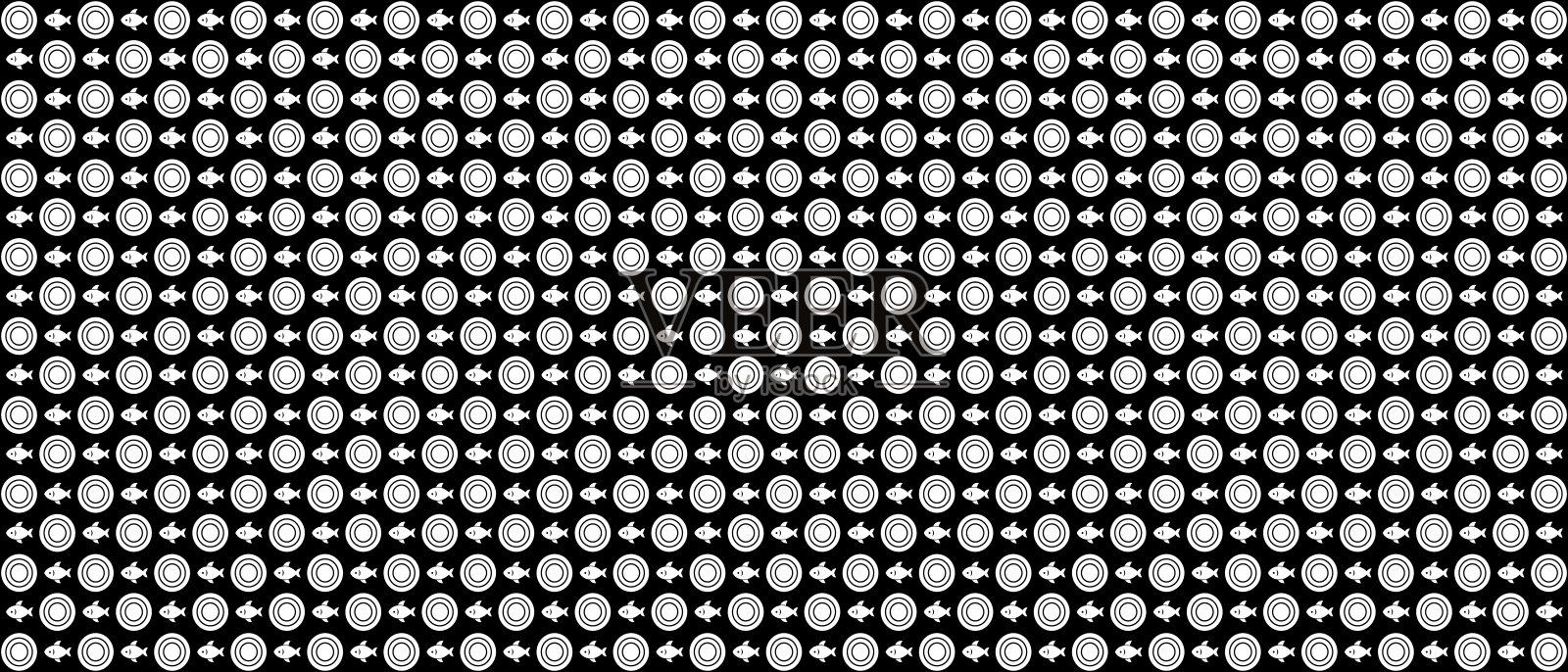 带鱼纹图案的日式海浪背景黑白矢量图插画图片素材