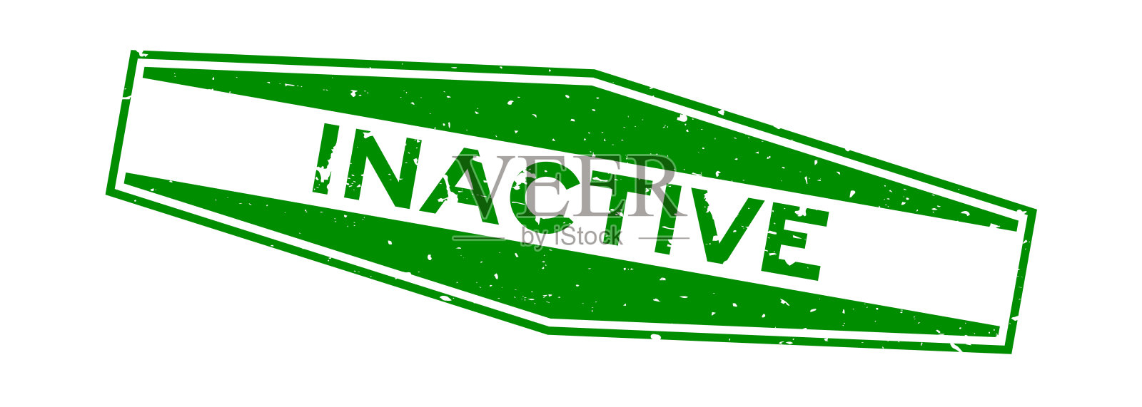 垃圾绿色不活跃字六边形橡胶印章上的白色背景插画图片素材