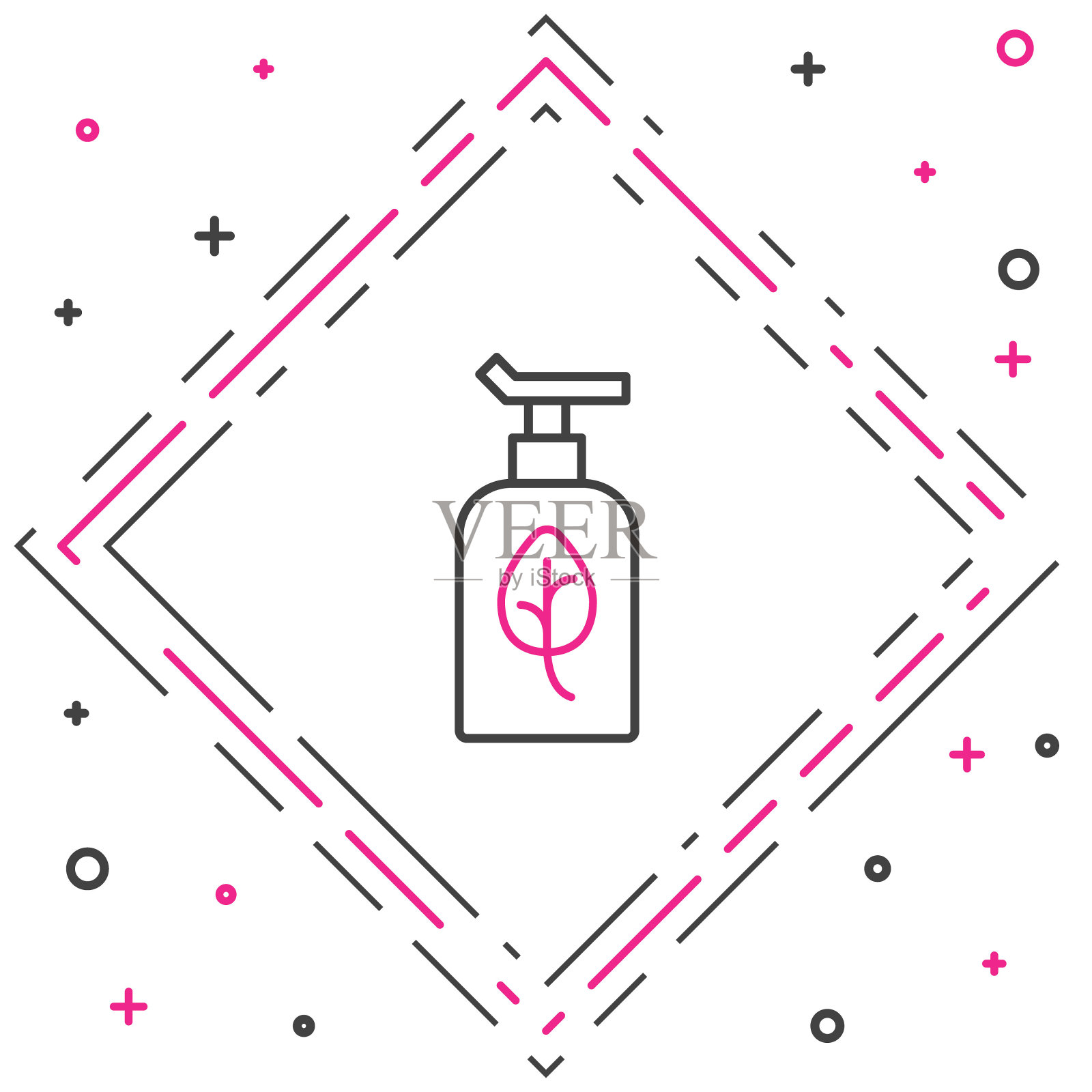 线条有机化妆品图标孤立在白色背景上。身体护理产品。色彩斑斓的轮廓的概念。向量插画图片素材