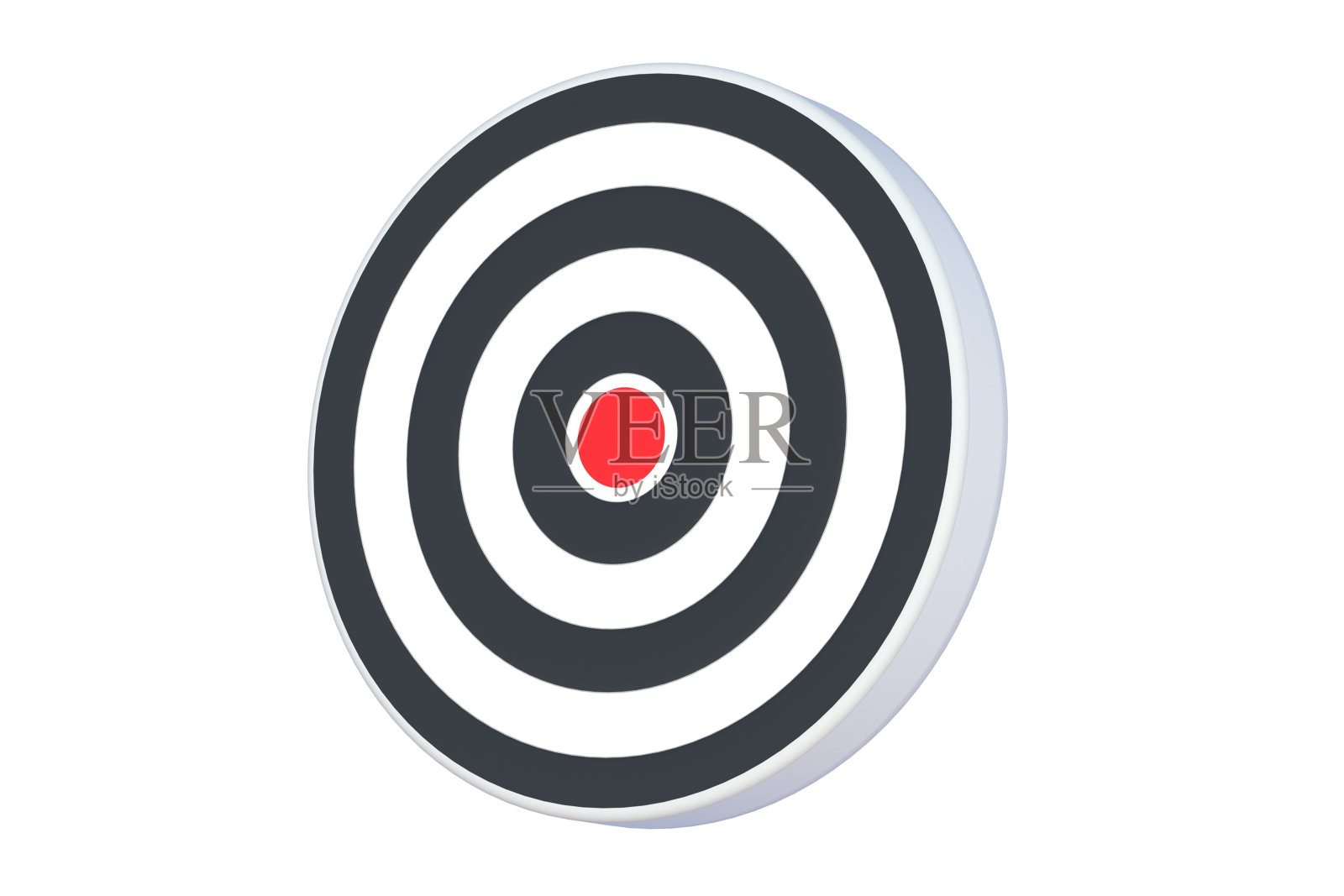 靶心,白色背景上孤立的飞镖。条纹牛眼板。三维渲染照片摄影图片