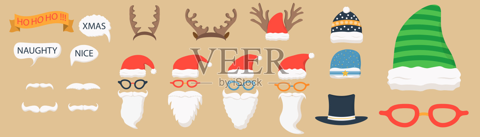 圣诞派对拍照道具,圣诞快乐设计元素图片