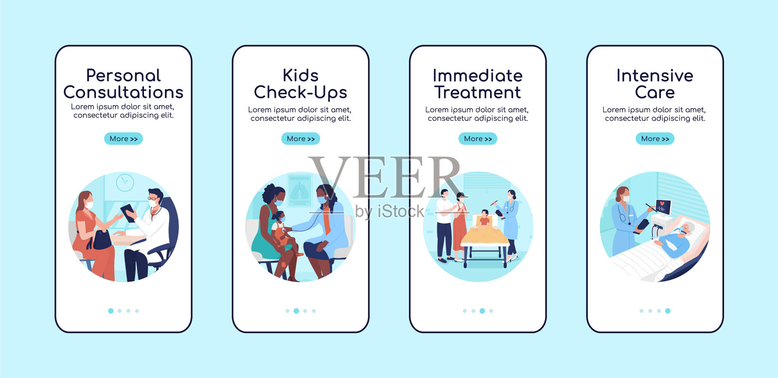 登机时的医院治疗手机app屏幕插画图片素材