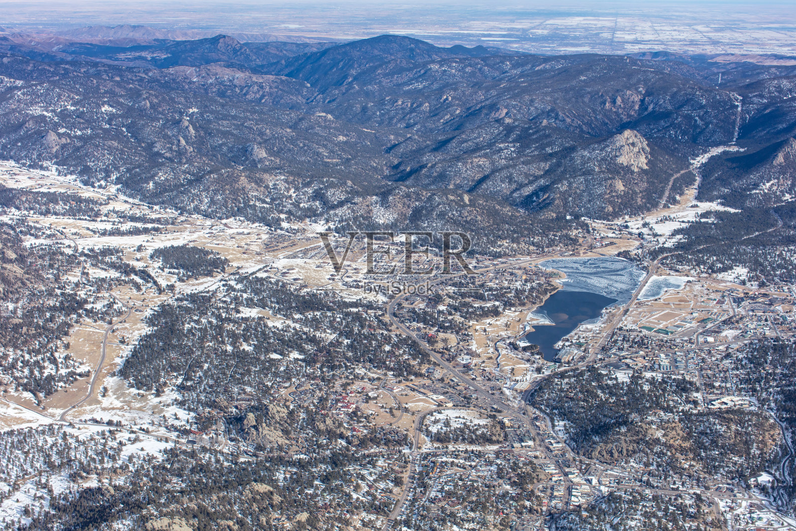埃斯蒂斯公园,科罗拉多鸟瞰图照片摄影图片