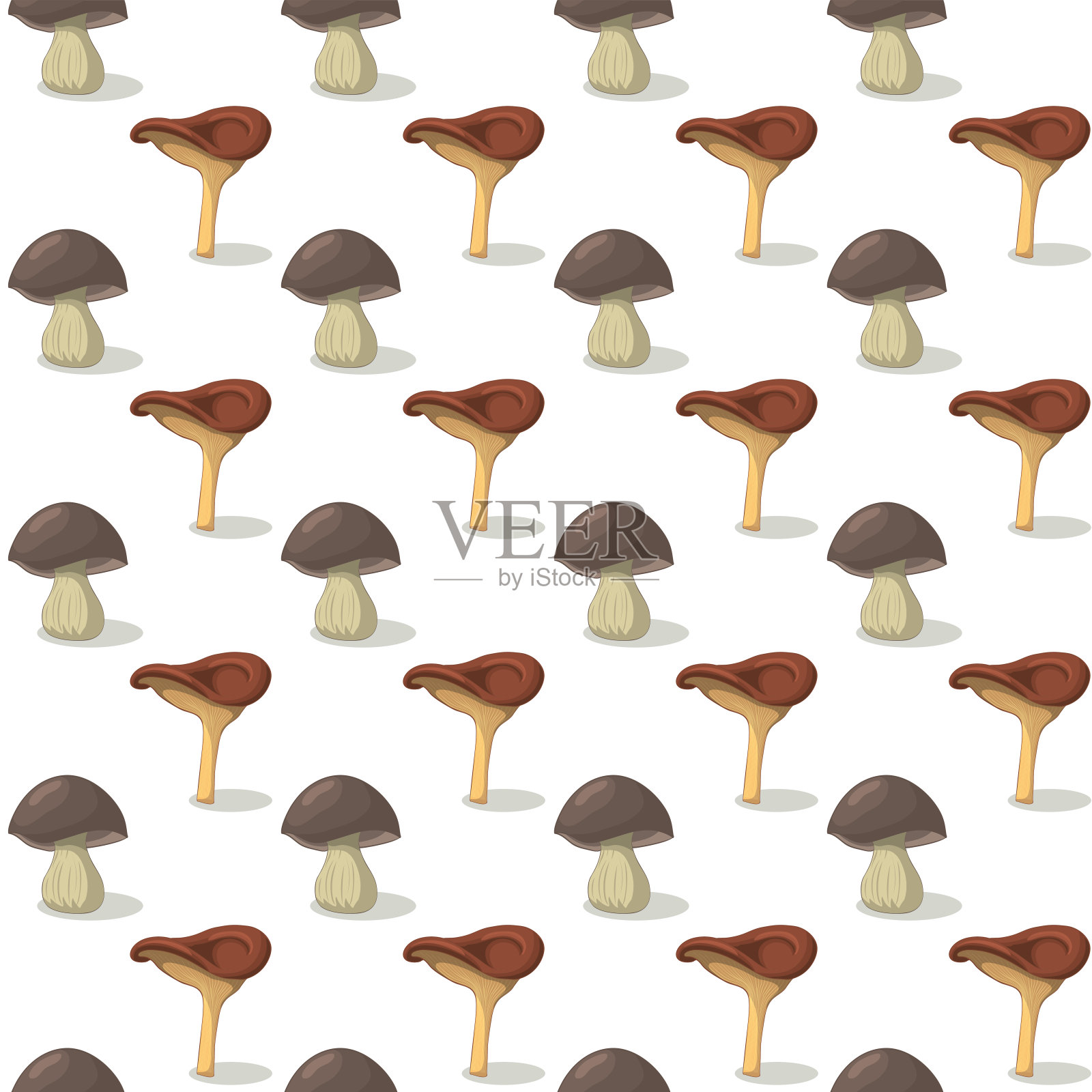 食物图案与彩色蘑菇装饰插画图片素材