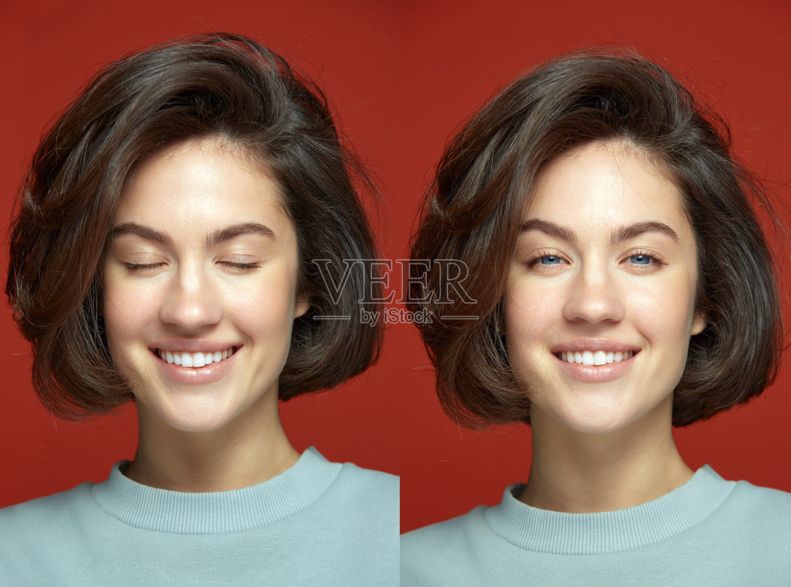 年轻女子,面带健康、白皙的微笑。口腔诊所、口腔护理治疗、牙齿美白广告照片摄影图片