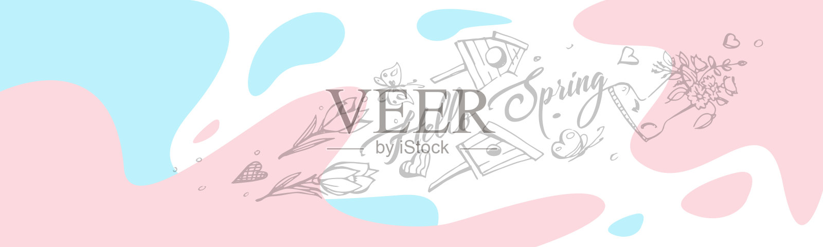 你好,春天!在抽象的粉彩背景上的春季写意画。图形矢量插图在EPS 10格式。插画图片素材