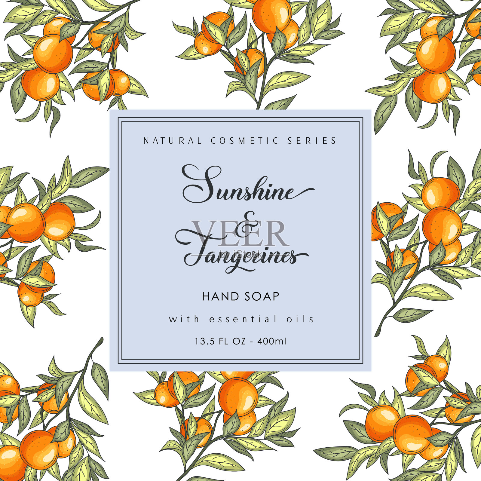 橘浴化妆品包装盒。摘要向量插画图片素材